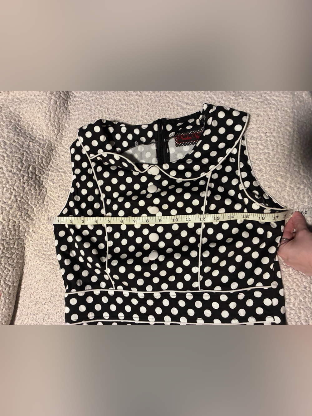 Voodoo Vixen Black and White Polka Dot Top, size XL, retro/vintage aesthetic - Picture 5 of 8